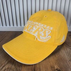 Los Angeles Lakers Adidas 2012 Hat Cap Strapback Yellow Spell Out Frill NBA Logo
